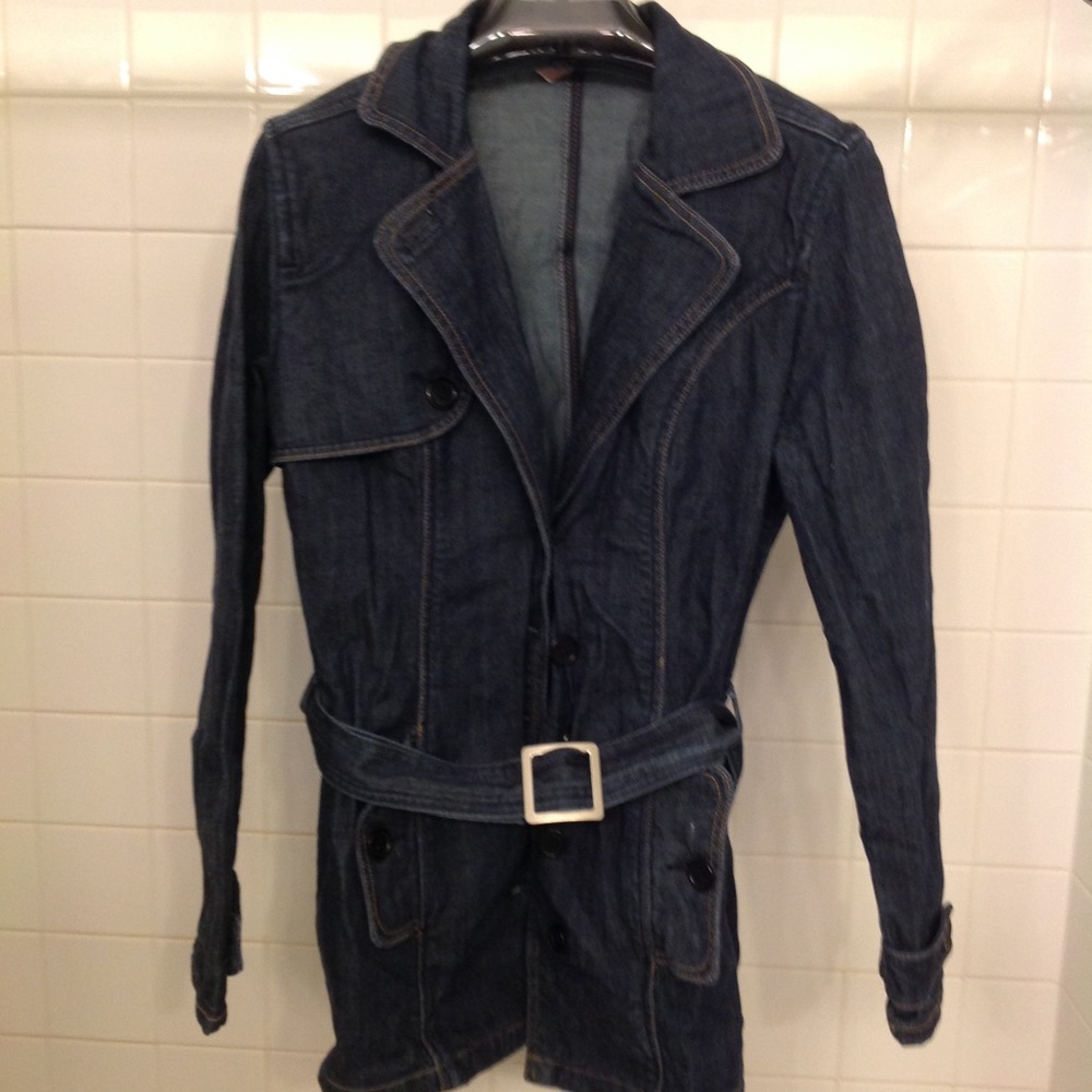 Denim jean jacket with belt